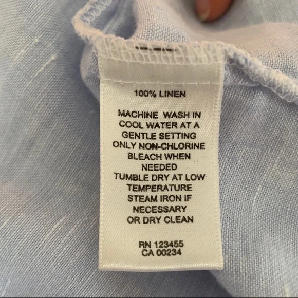 Light Blue Linen Button-Up Shirt - Women - Picture 6 of 6